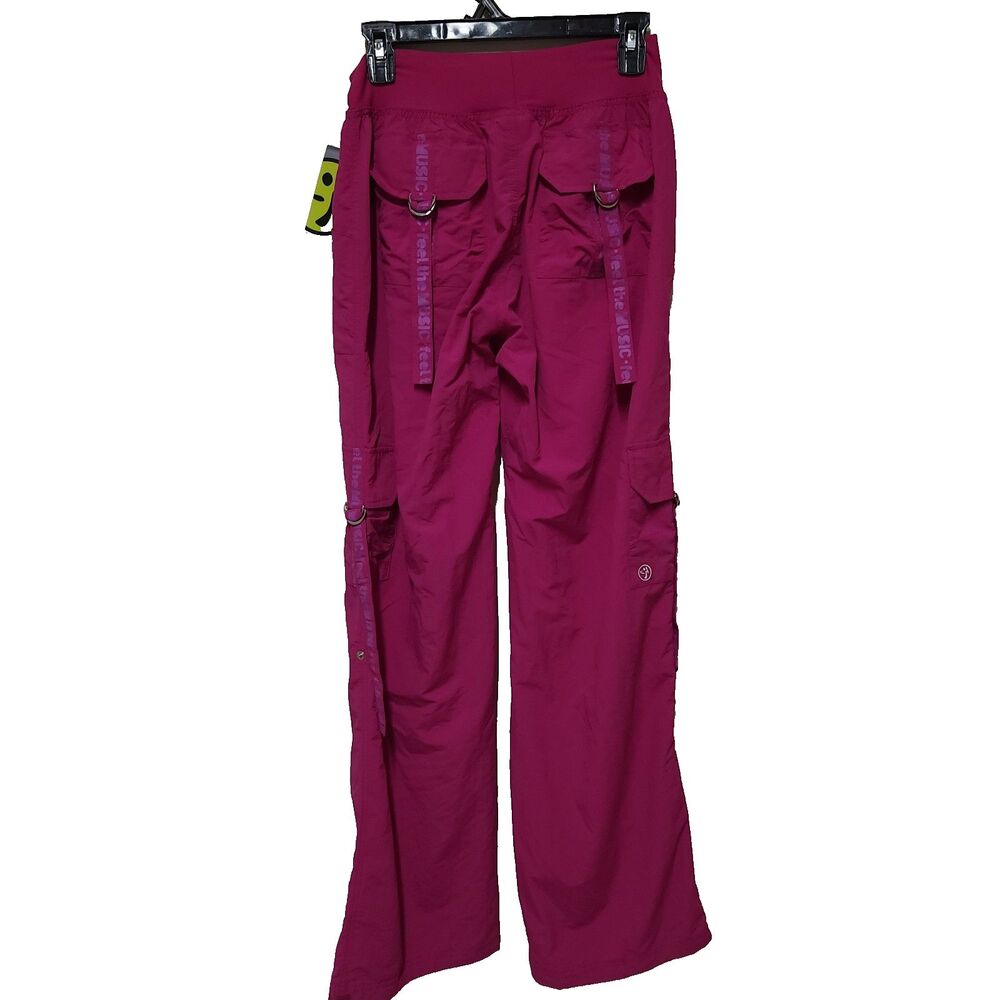ZUMBA Pants Convertable Capri Dance Fitness Elite Wear Women's Pockets Pink XL - Picture 5 of 6